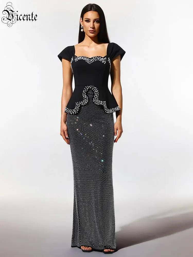 

VC Event Fashion-Forward Elegance Black Crystal-Embellished Off-Shoulder Two-Piece Gown Formal Gala Dress
