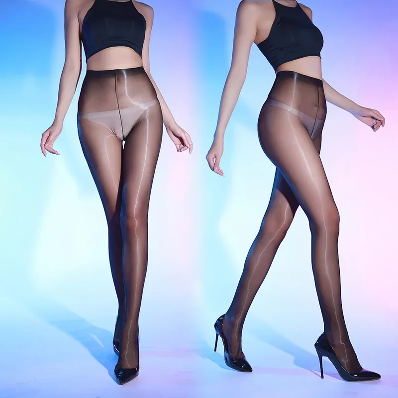 

High Density Oil Bright Pantyhose Women New Design Sexy Silk Jufeng Jelly Aurora Waillless Line Crotch Ultra Thin
