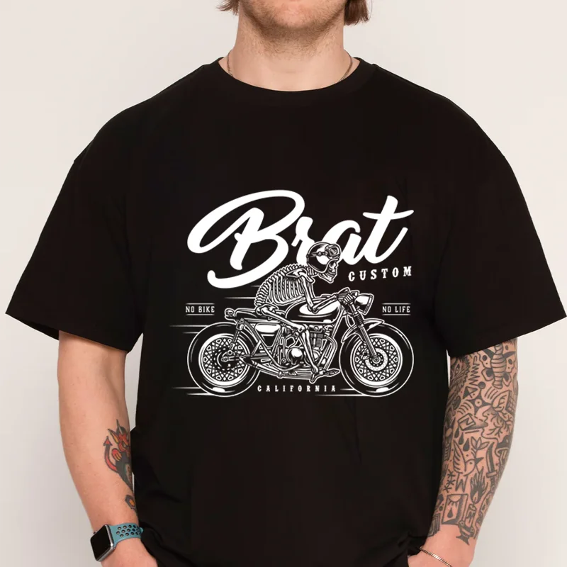 

Biker Skeleton Racing T-shirt New Fashion 100% Cotton Men Short Sleeve Printing O-Neck Casual T Shirt