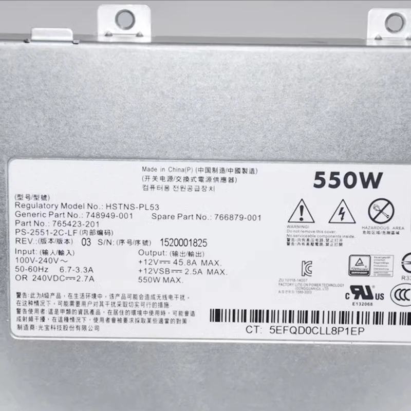 Imagem -02 - Fonte de Alimentação Fria Original para hp Proliant Novo e Original 748949001 Ml150 g9 Gen9 550w 766879-001 765423201 Hstns-pl53 Alta Qualidade