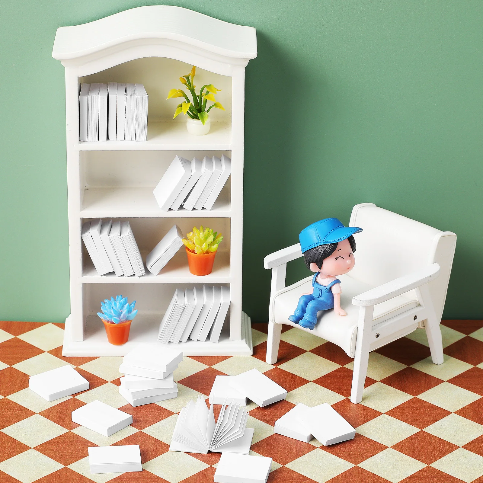 

50 pcs Books Small Blank Notebooks For Purse Coated Paper Dollhouse Bedroom Accessories Pocket Notebook Decor