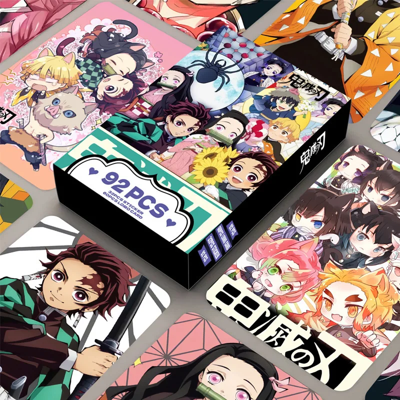 NEW 92 PCS Anime Demon Slayer Kimetsu No Yaiba Lomo Card Double-sided Hd Color Printing Picture Collection Card Gifts