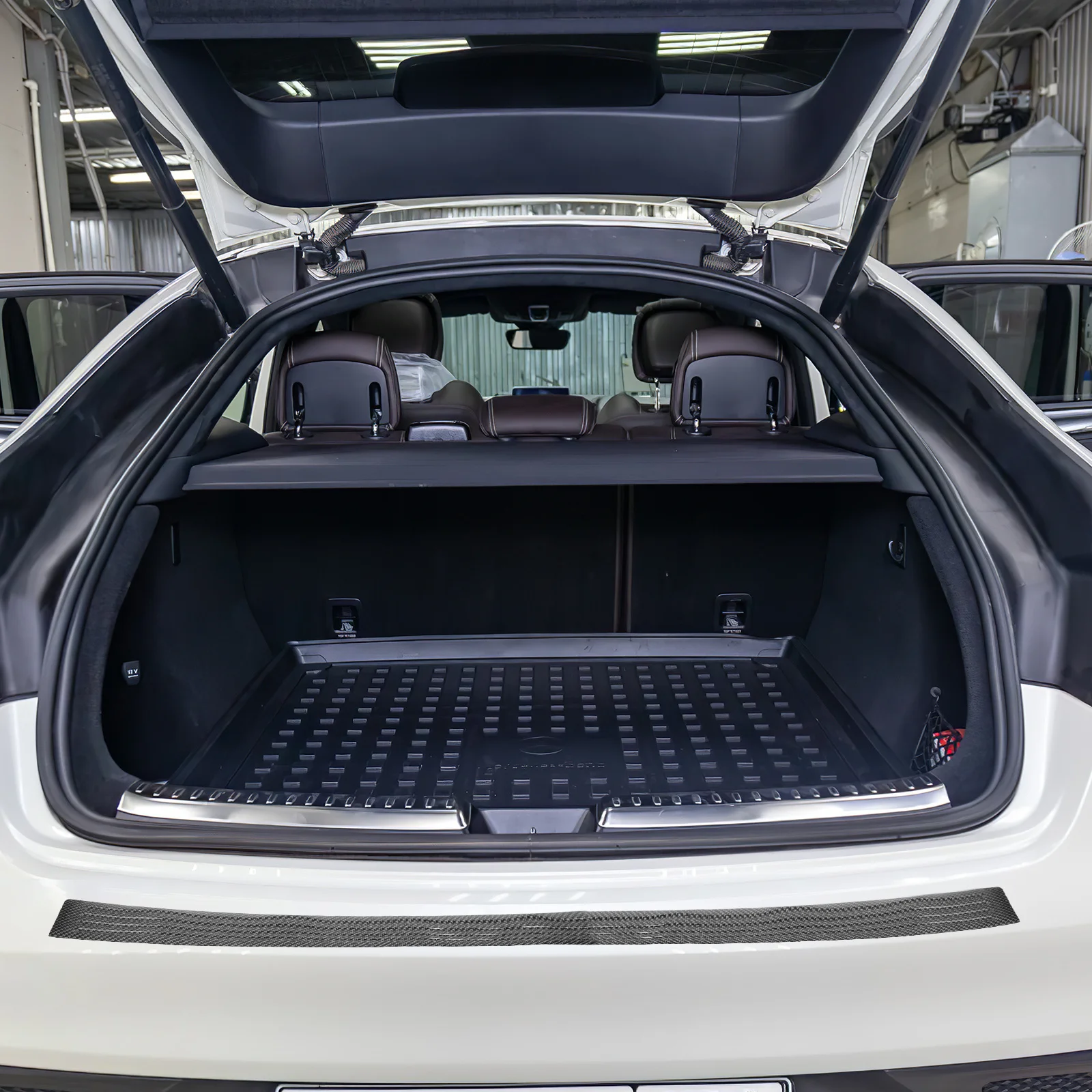 

1pc Car Rear Protector 90Cm Black Universal Trunk Stripe Durable Bumper Guard Trim Strip For Auto Exterior Protection