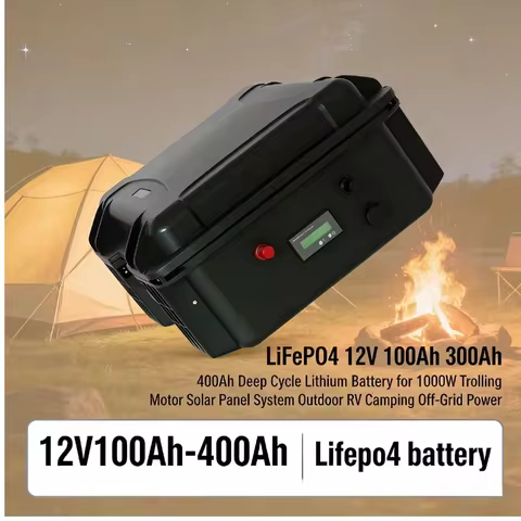 12V 100-400Ah LiFePO4 Deep Cycle Battery, Heavy-Duty Rechargeable Power Source for Solar, Trolling Motor, RV, Camping, Off-Grid,