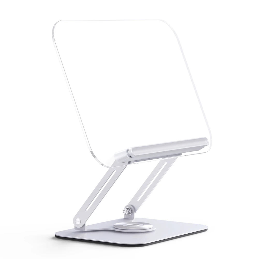 Acrylic Book Stand for Reading Adjustable Book Holder with 360 Degree Rotating Base Foldable Desktop Riser for Laptop