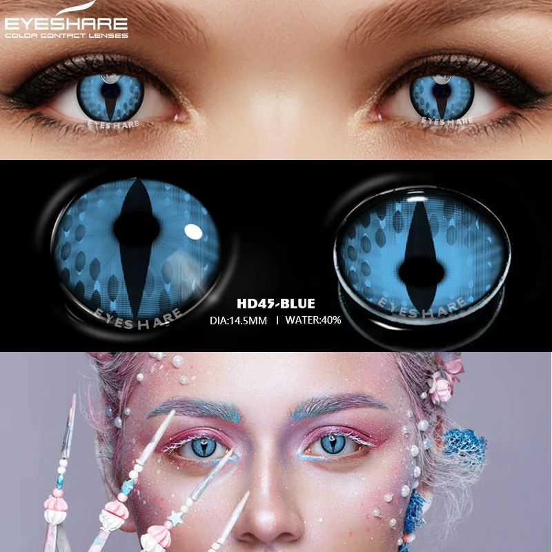 EYESHARE 1 Pair Halloween Cosplay Color Contact Lenses Cosplay Anime Eye Colored Contacts Lenses for Eyes Scary Cosplay Lenses