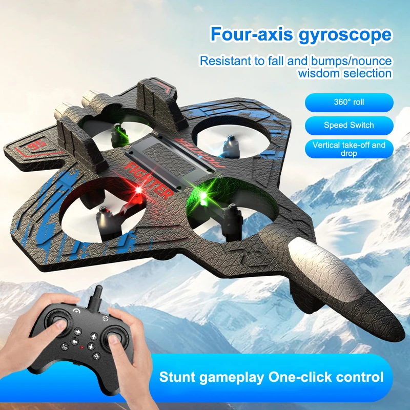 1 Set Electric Foam Glider Stunt Tumbling UAV Hovering Helicopter With LED Lights 2.4G Remote Control Fighter Aircraft Model