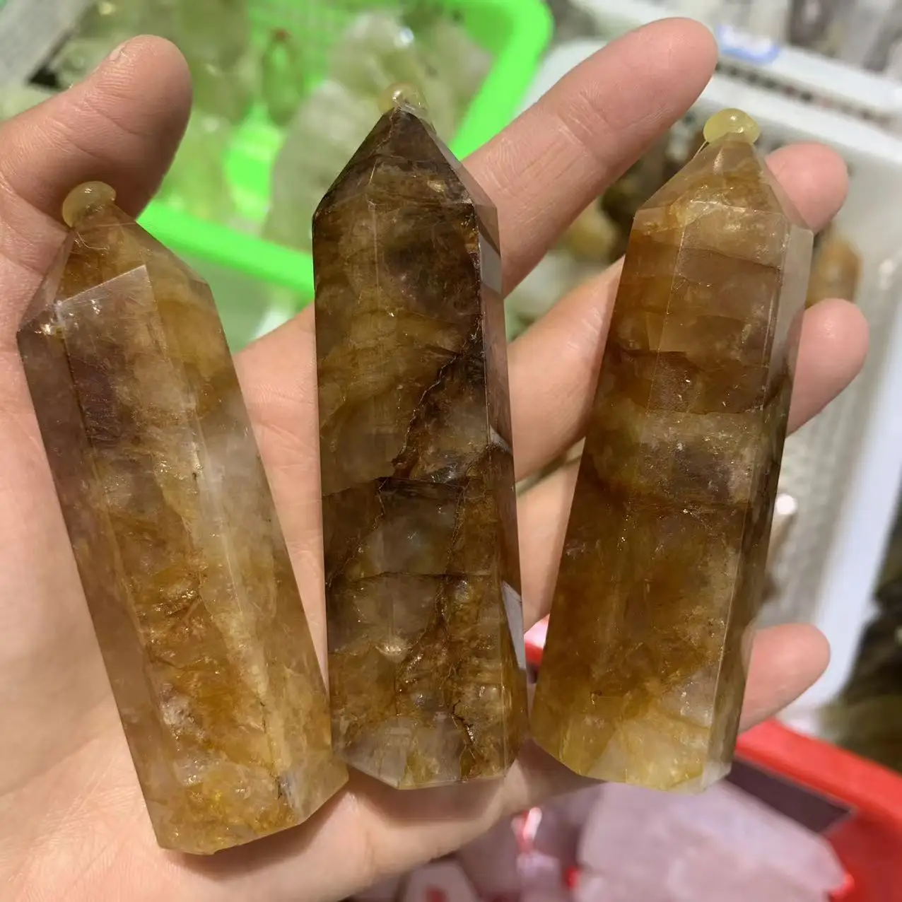

Natural golden healer crystal quartz energy tower, energy healing, home decoration, demagnetization meditation, divination