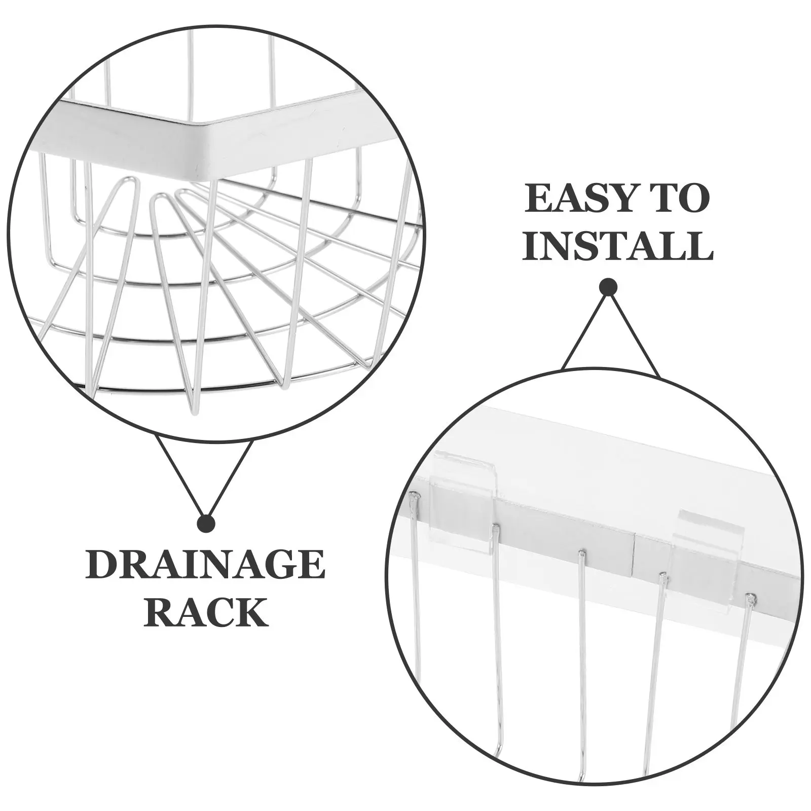 Kitchen Sink Organizer Drain Rack Stainless Steel Triangular Sponge Holder Dishcloth Rack Scouring Pad Holder No Wall Damage