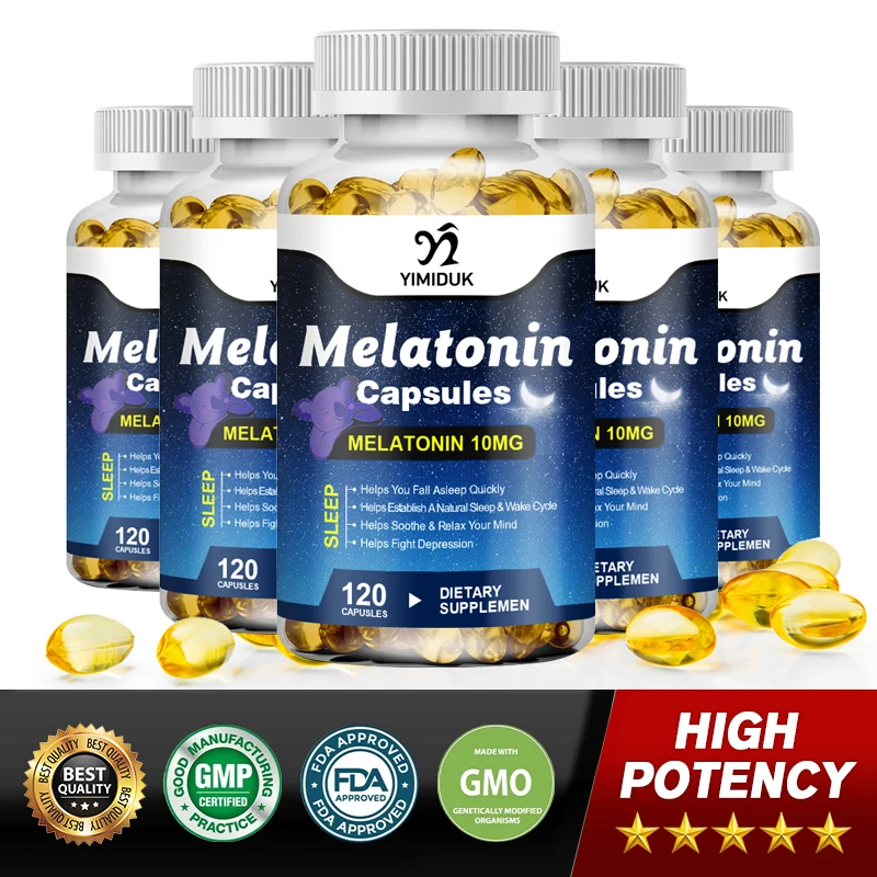 10Mg Melatonin Capsules Improves Insomnia Aiding Fall Asleep Fast 60/120 Tablets