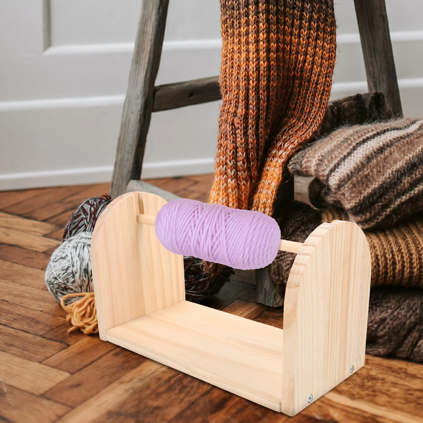 

Wooden Spool Holder Compact Manual Winding Tool For Sewing Thread Yarn Ribbon Storage Spool Organizer Craft Accessory