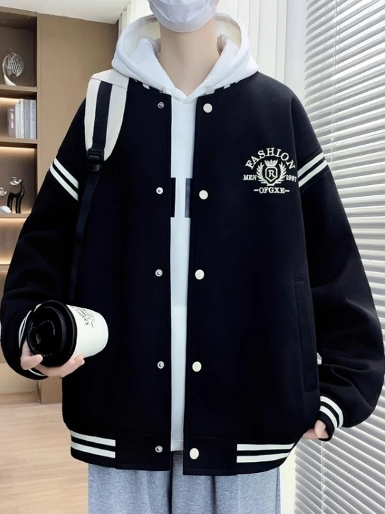 

Мужская повседневная свободная куртка American Sle Baseball Jaet больших размеров, весенне-осеннее модное пальто без воротника, полиэфирная ткань