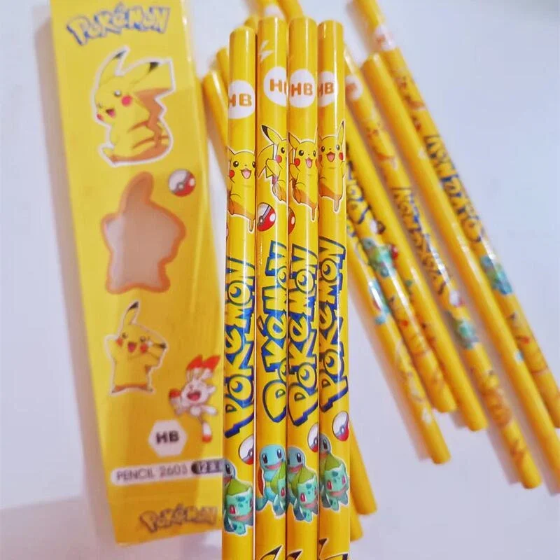 12Pcs Pokemon Pikachu Pencil Cute Cartoon Child School Supplies Fashion Portable Student Stationery Children Holiday Gifts