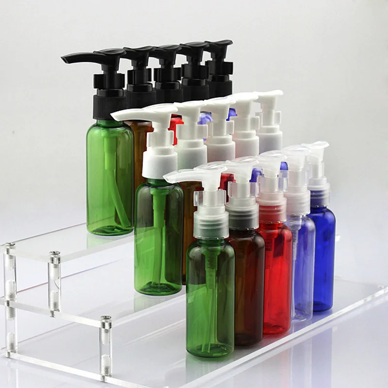 

50ml Empty Plastic Pump Bottle Cosmetic Shampoo Shower Gel Cream Body Lotion Travel Refillable Container Blue Brown Green