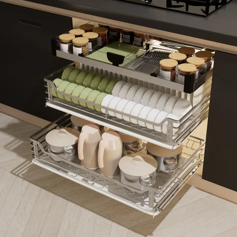 Deepen 47 cabinets, kitchens, dishes, baskets, 304 stainless steel drawers damping and buffering tools, baskets and storage.