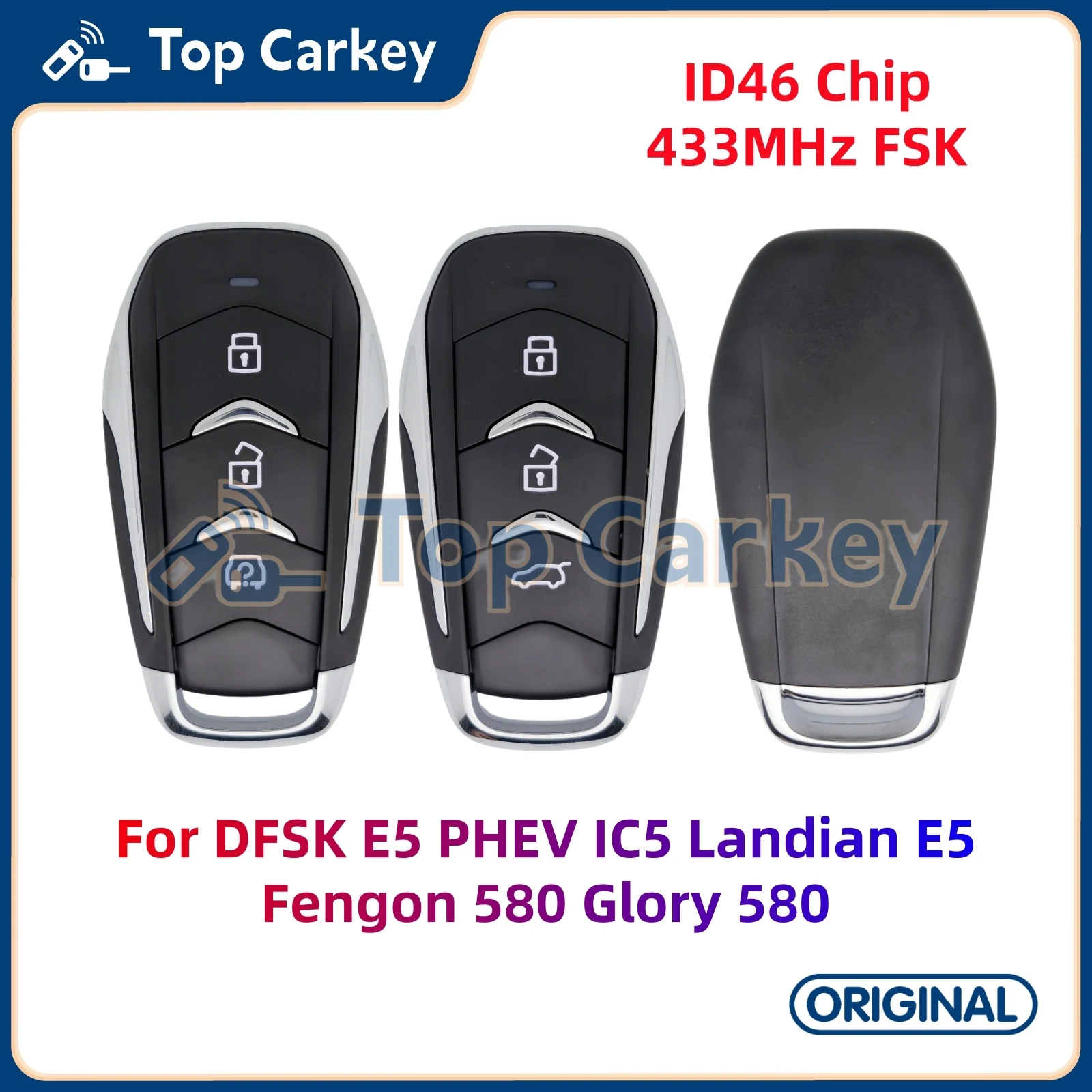 

Оригинальный смарт-ключ TopCarkey, чип ID46 433 МГц для DFSK E5 PHEV IC5 Landian E5 Fengon 580 Glory 580