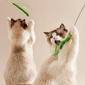 القط Kimpets إغاظة عصا لدغة مقاومة القطب الطويل أداة تهدئة ذاتية حكيم ريشة الذيل العشب القط لعبة الأليفة لوازم أعلى 8 مبيعات للكلاب - رقم 7