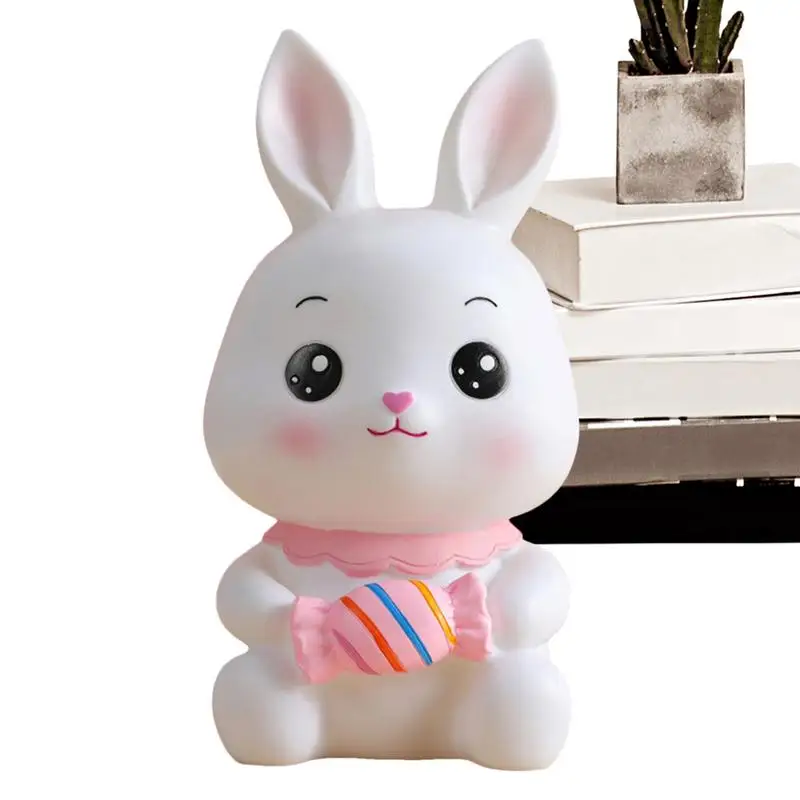 Rabbit Coin Bank Shatterproof Bunny Money Bank Shatterproof Cartoon Rabbit Banks Kids Bunny Saving Money Jar Animal Figurine For