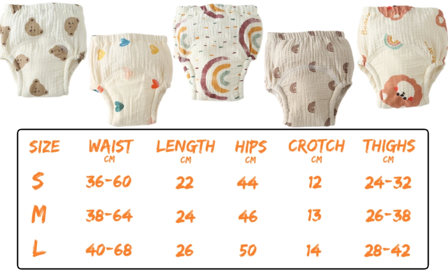 5 szt. Training Panties for baby Learning to PEE, Cotton,14-17.5kg, (L)
