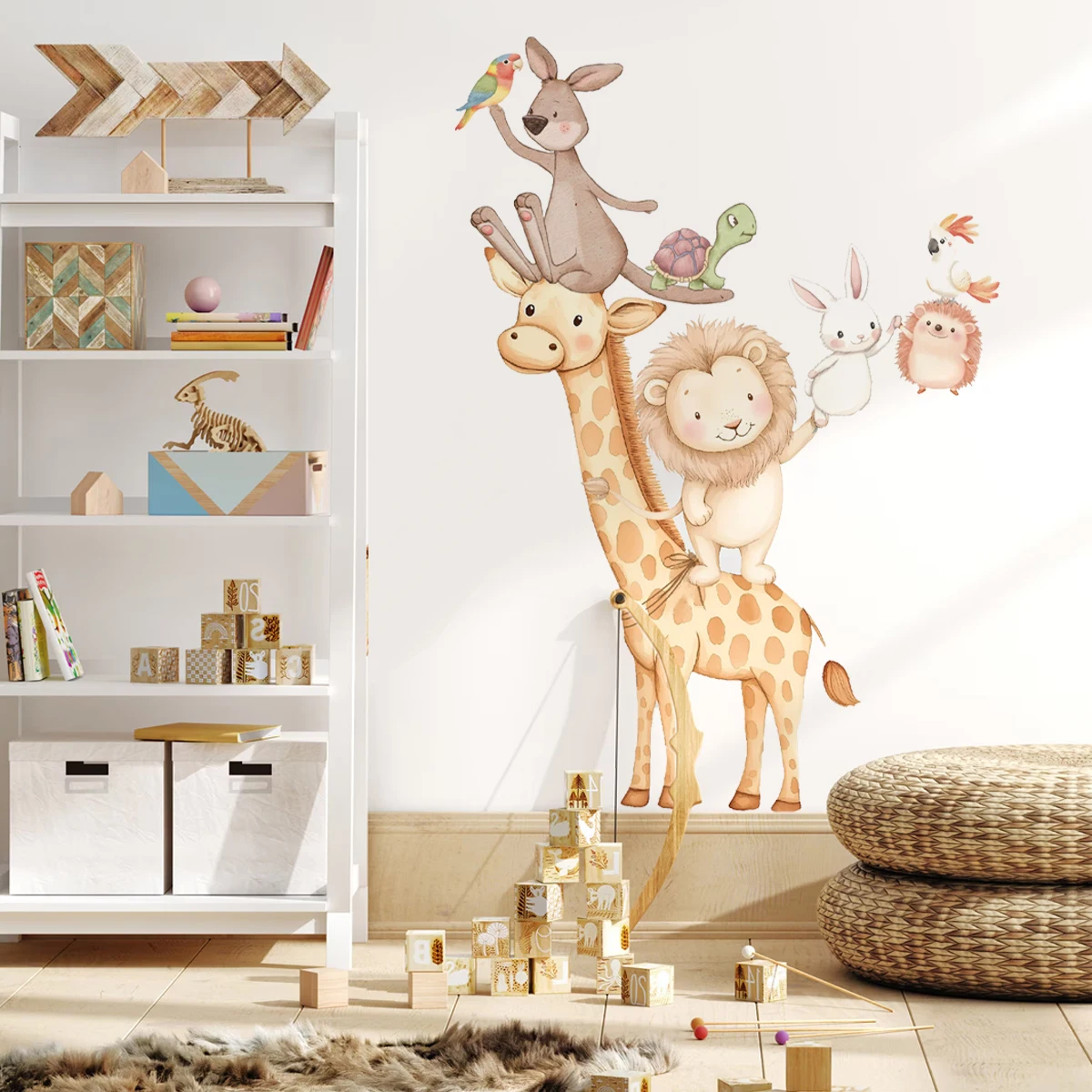 الكرتون لعوب شركاء الحيوان التراص الجدار ملصق الحضانة غرفة الطفل الفن ملصق حائط من الفينيل غرفة الاطفال غرفة نوم المعيشة ديكور المنزل