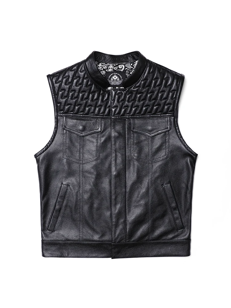 

Clubsle American Retro Genuine Leather Vest Men's Top Layer Cowhide Harley Motorcycle Leather Bal Faion Urban Youth ...