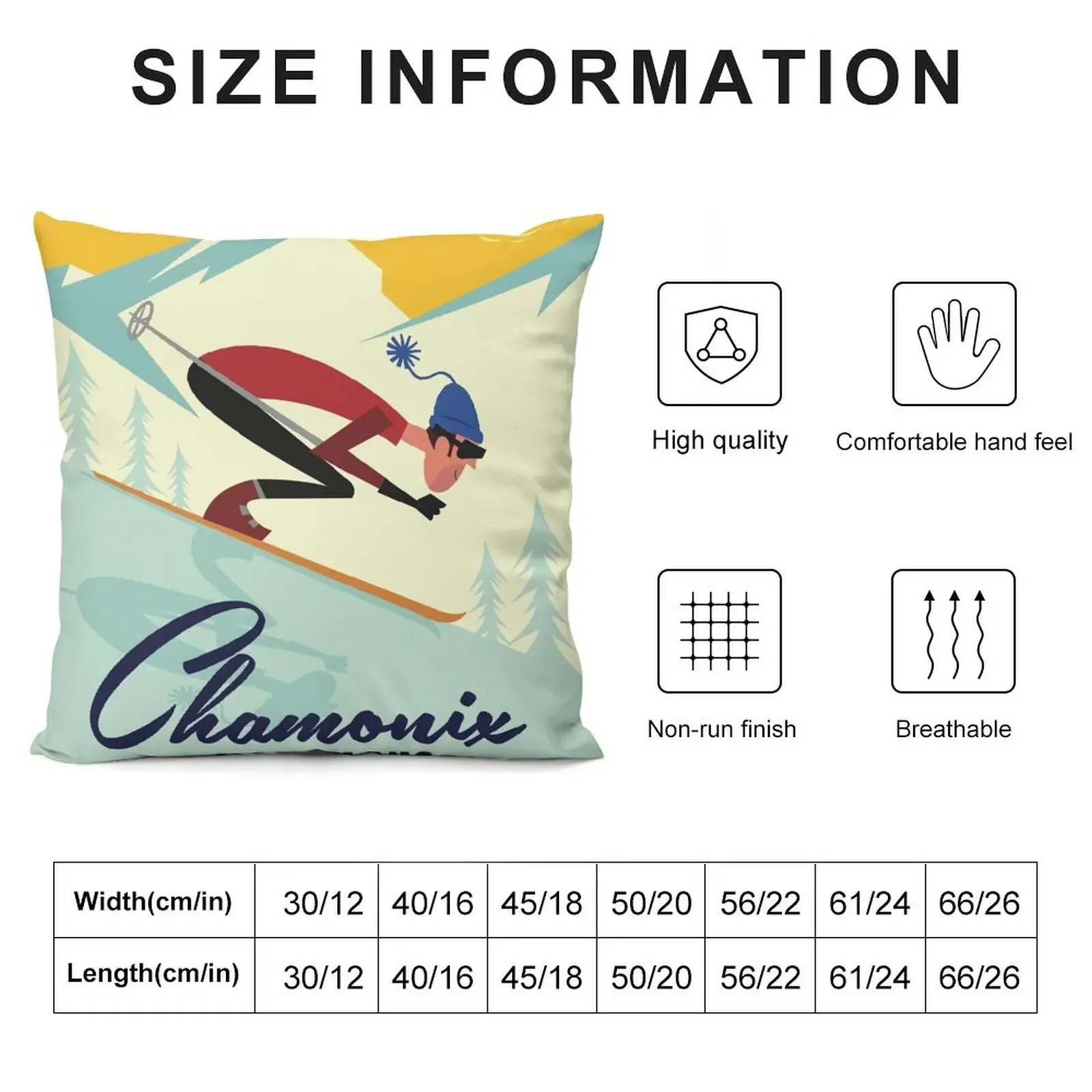 Chamonix ski poster Throw Pillow Luxury Pillow Cover Christmas Pillowcase Decorative Sofa Cushions ornamental pillows pillow