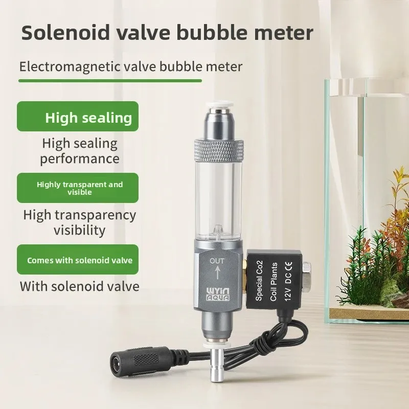 Direct Plug CO2 Solenoid Valve with Bubble Counter Check Valve for Aquarium Planted Tank CO2 System Regulator