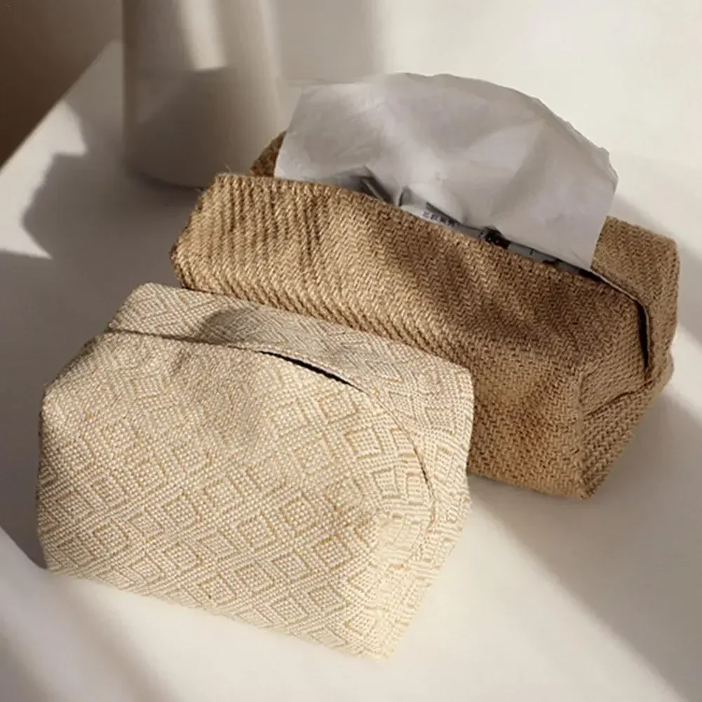 

Car Japanese-style Living Table Holder Room Home Tissue Papers Boxes Jute Case Tissue For Napkin Container Dispenser Holder