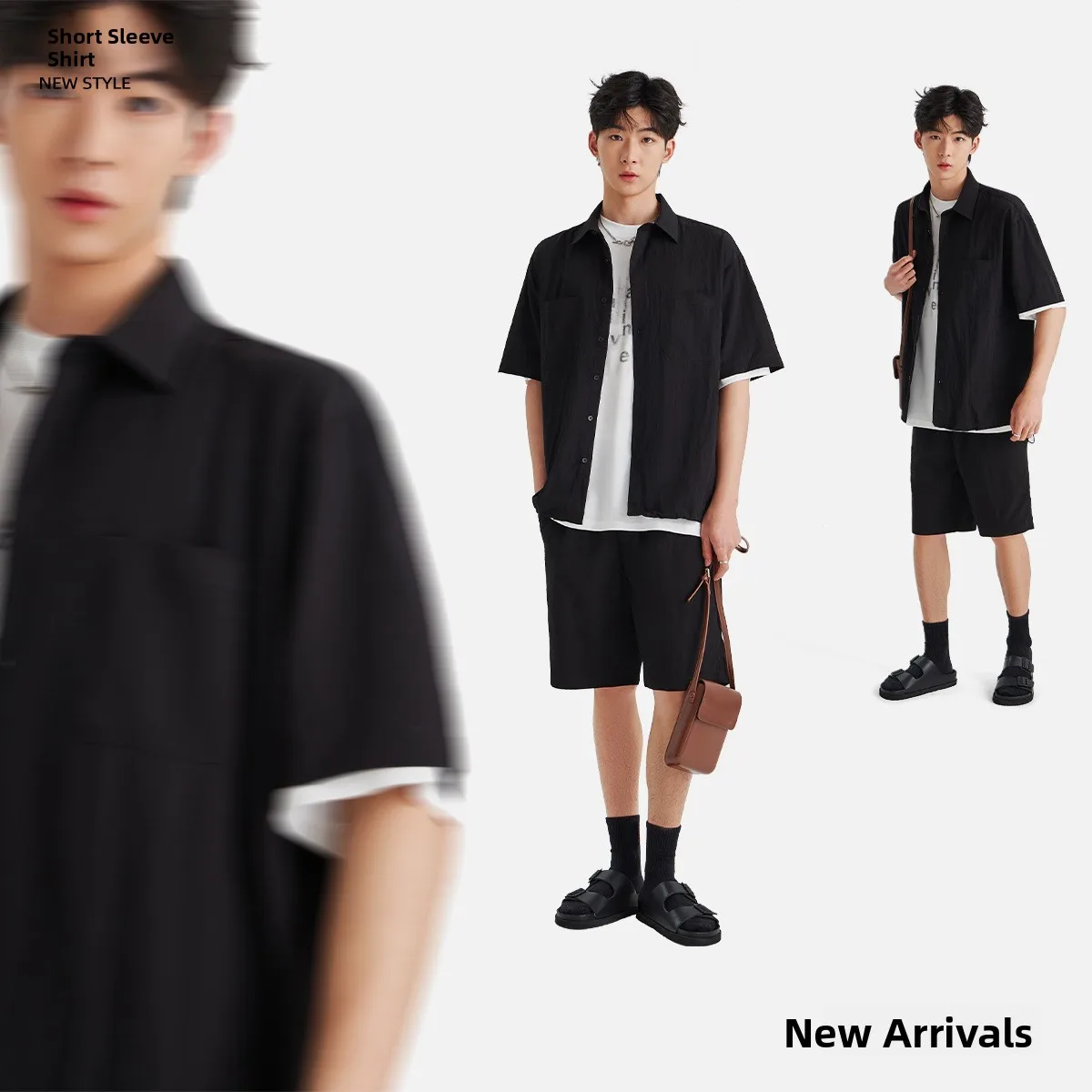 

Men's Casual Loose ort Sve irt Thin Flip Collar Pure Color Summer Faionable Versatile Lightweight Breathable Cotton