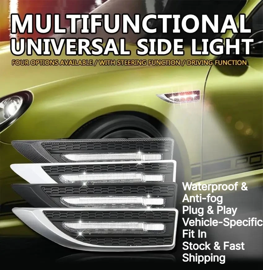 2Pcs Universal Car Side Lights for BMW Fortuner Hilux Turn Singal Driving Car Door Shadow Lamp DRL Synchronous Direction