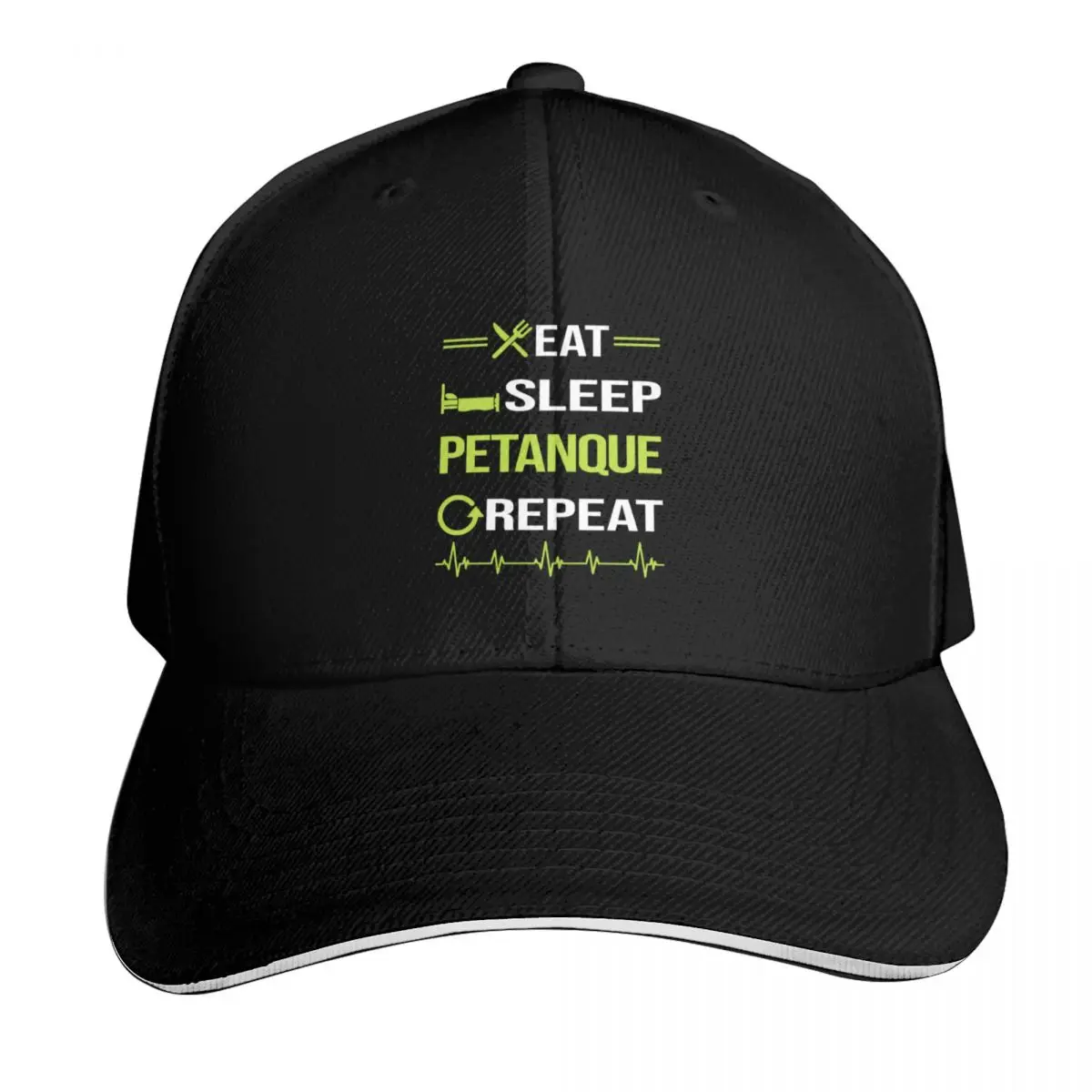 Funny Eat Sleep Repeat Petanque Baseball Cap Casual Daily Wear Quick Dry Performance Cotton Twill Breathable