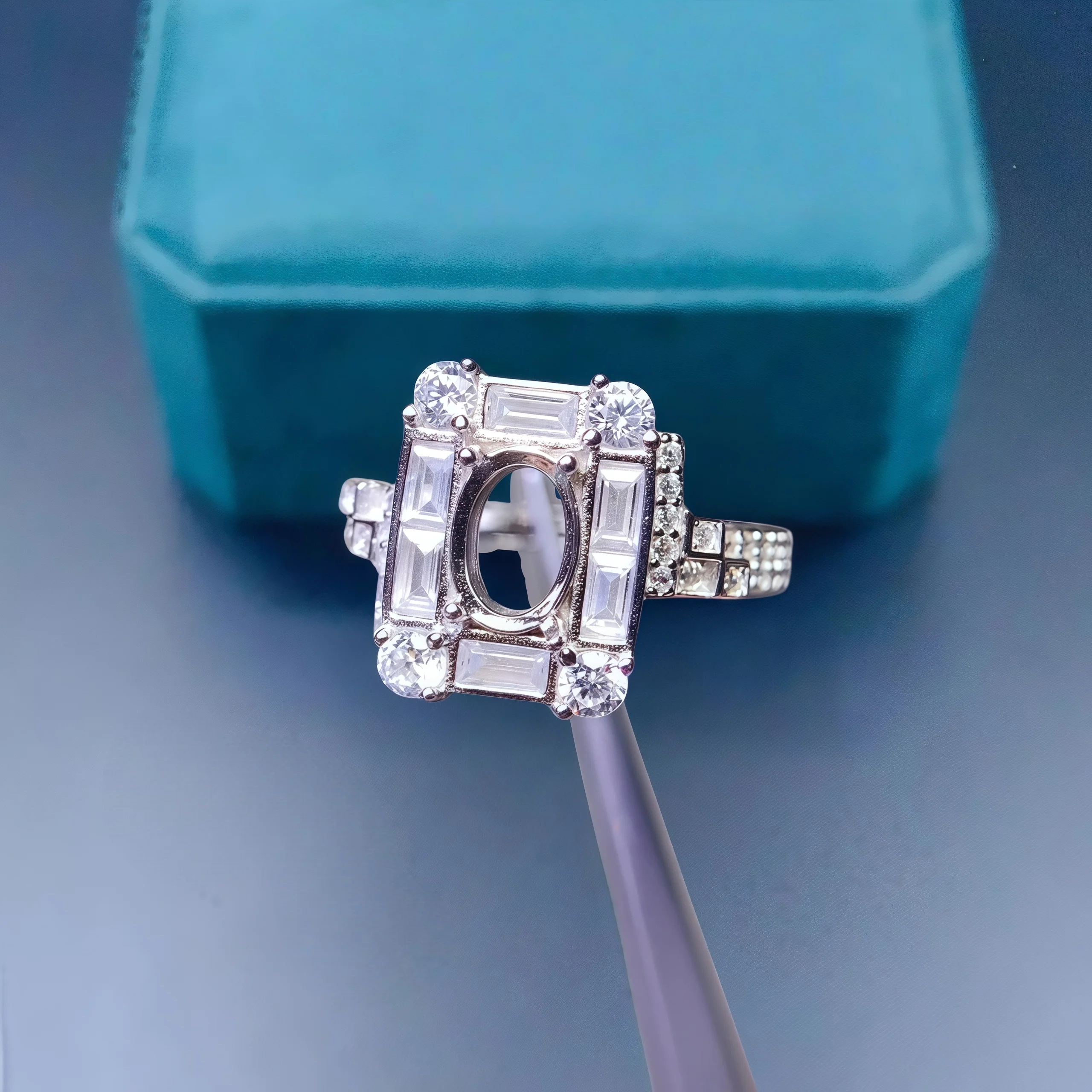 

L S925 Sterling Silver DIY Empty Holder Ring Inlay 5*7mm Oval Stone Fine Simple Design Luxury Zircon Charm Jewelry for Woman