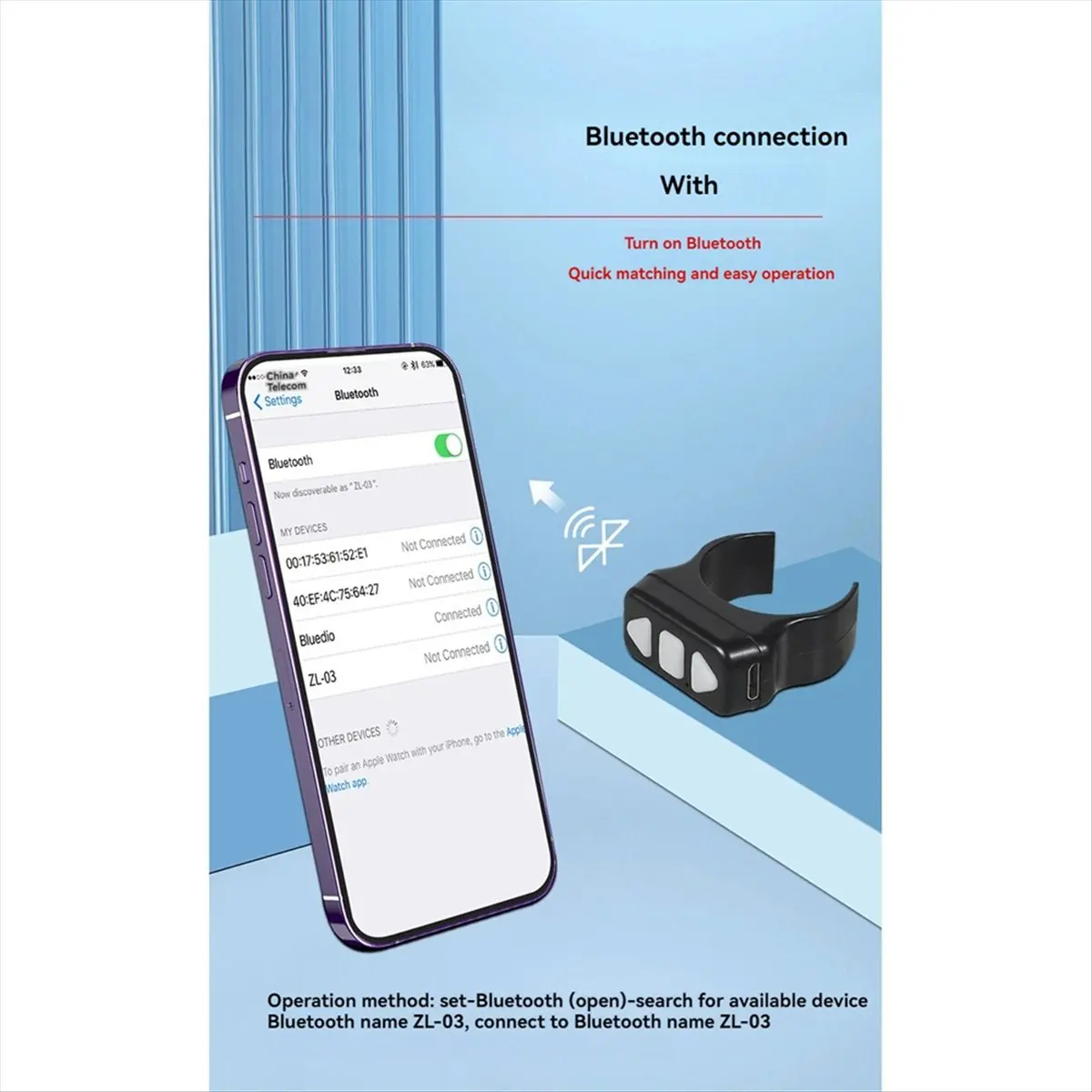 *A14E Wireless Bluetooth Remote Control Finger Ring Remote Control Remote Controller for Camera Video Software
