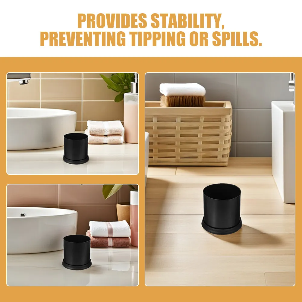 2Pcs Toilet Bowl Brush Holder Plastic Stable Base Anti-Splash Round Bottom Modern Bathroom Cleaning Tool Black