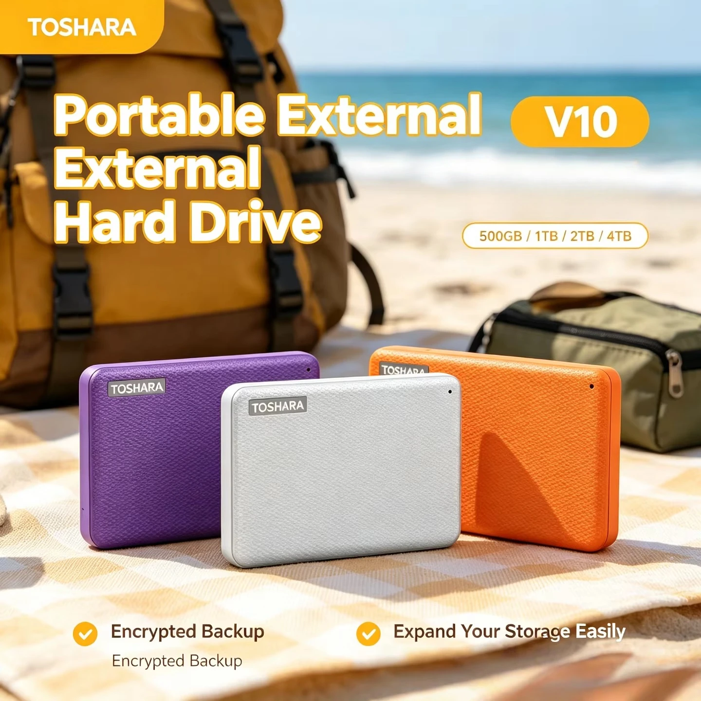 Original TOSHARA Portable External Hard Drive 4TB 2TB 1TB 500GB High-Speed Encrypted Wide Compatibility Reliable Storage