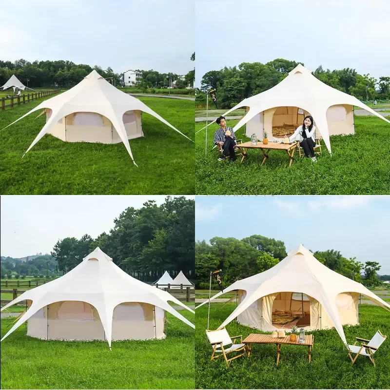 Custom Waterproof Luxury Camping Bell Tent Yurt Steel Frame Circus Tent with Removable Zipper Floor for Family Hotel Camping