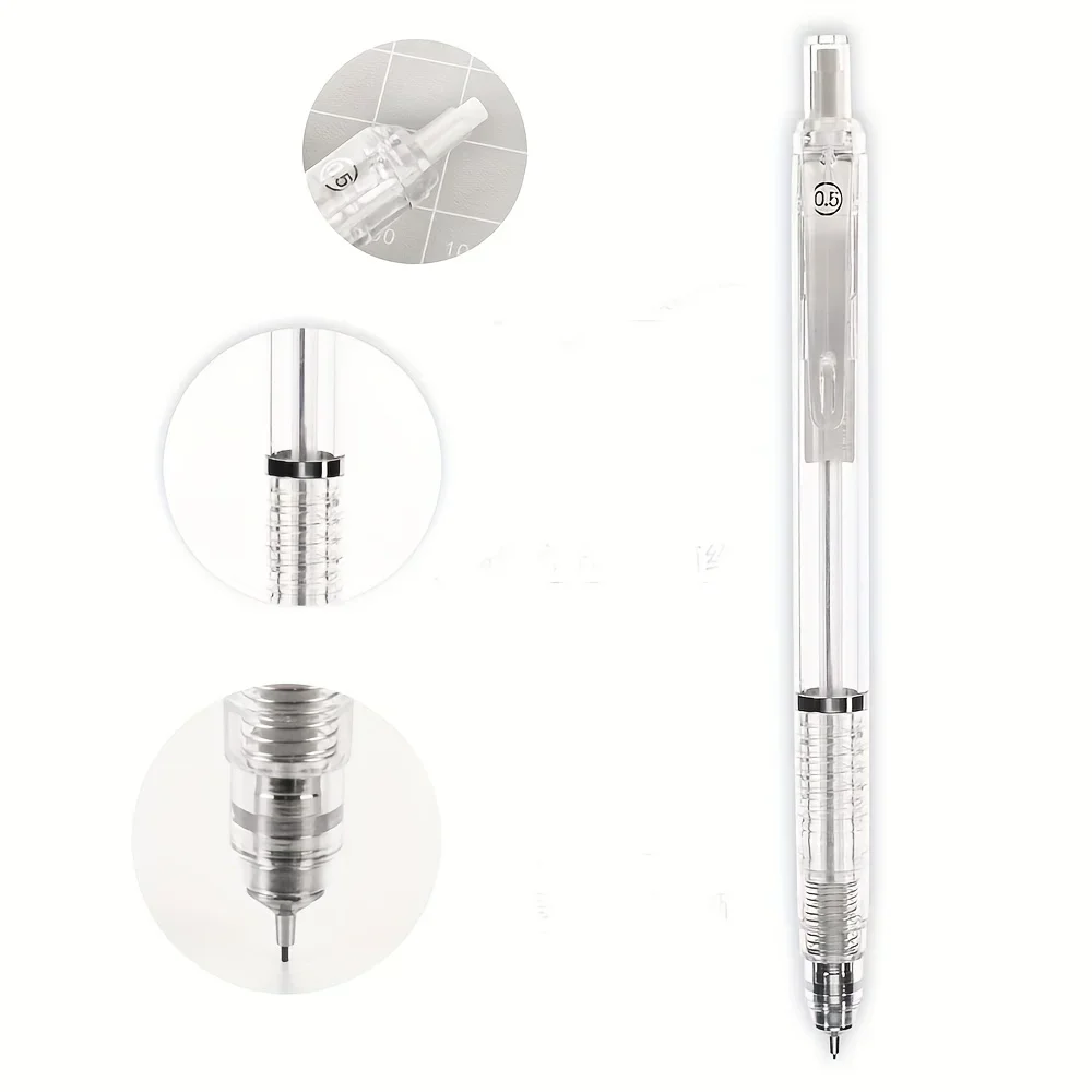 1pc High Profile Level Automatic Pencil 0.5/0.7mm Simple Drawing Pencil Transparent Bar Low Center