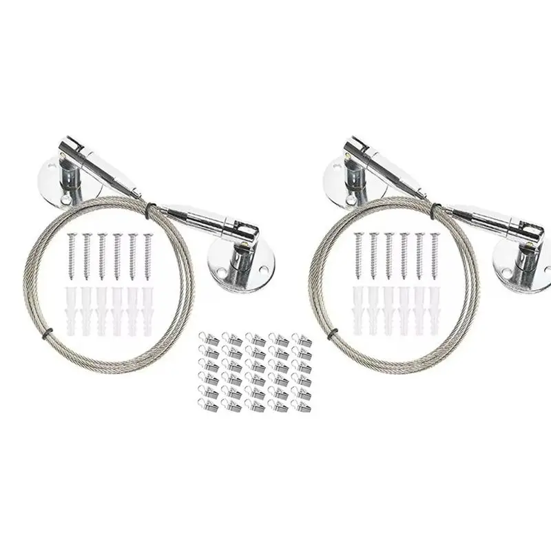 SEWS-Kids Artwork Display System - 6.5 Ft Adjustable Self-Locking Wire With 30 Clips For Art,Curtains,And More