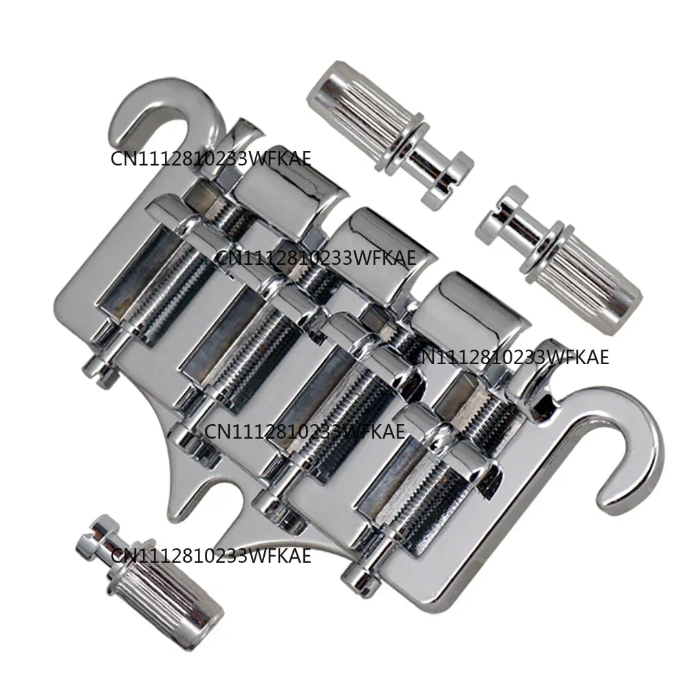 3 Point 4 String Bass Bridge Tailpiece Zinc Alloy Bridges with Saddle Replacement Parts for Gibson EPI Style Bass,Silver