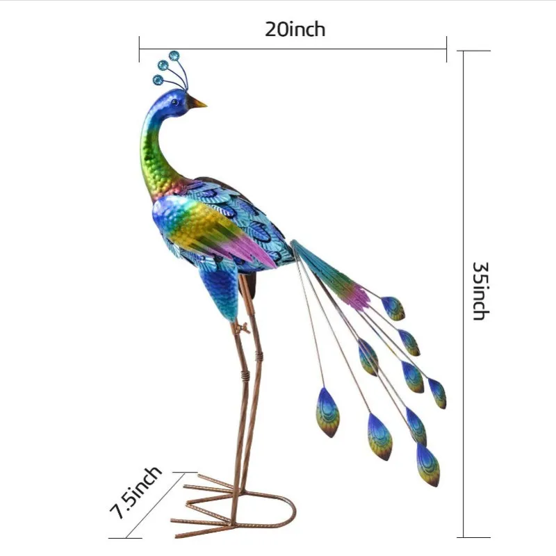 Imagem -05 - Estátuas do Pavão do Metal para o Jardim Interno e Exterior Esculturas da Arte para o Quintal a Varanda o Pátio o Gramado a Decoração do Caminho 35x20x75 Dentro