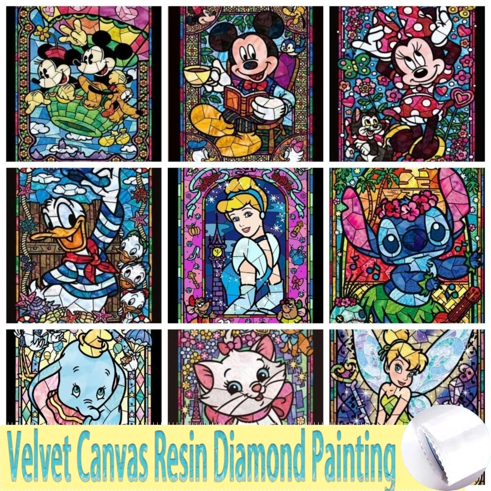 Disney Diy Cartoon Velvet Canvas Resin Diamond Painting Mickey Handmade For Kids Birthday Gifts Dekoracyjne rękodzieło do wystroju domu