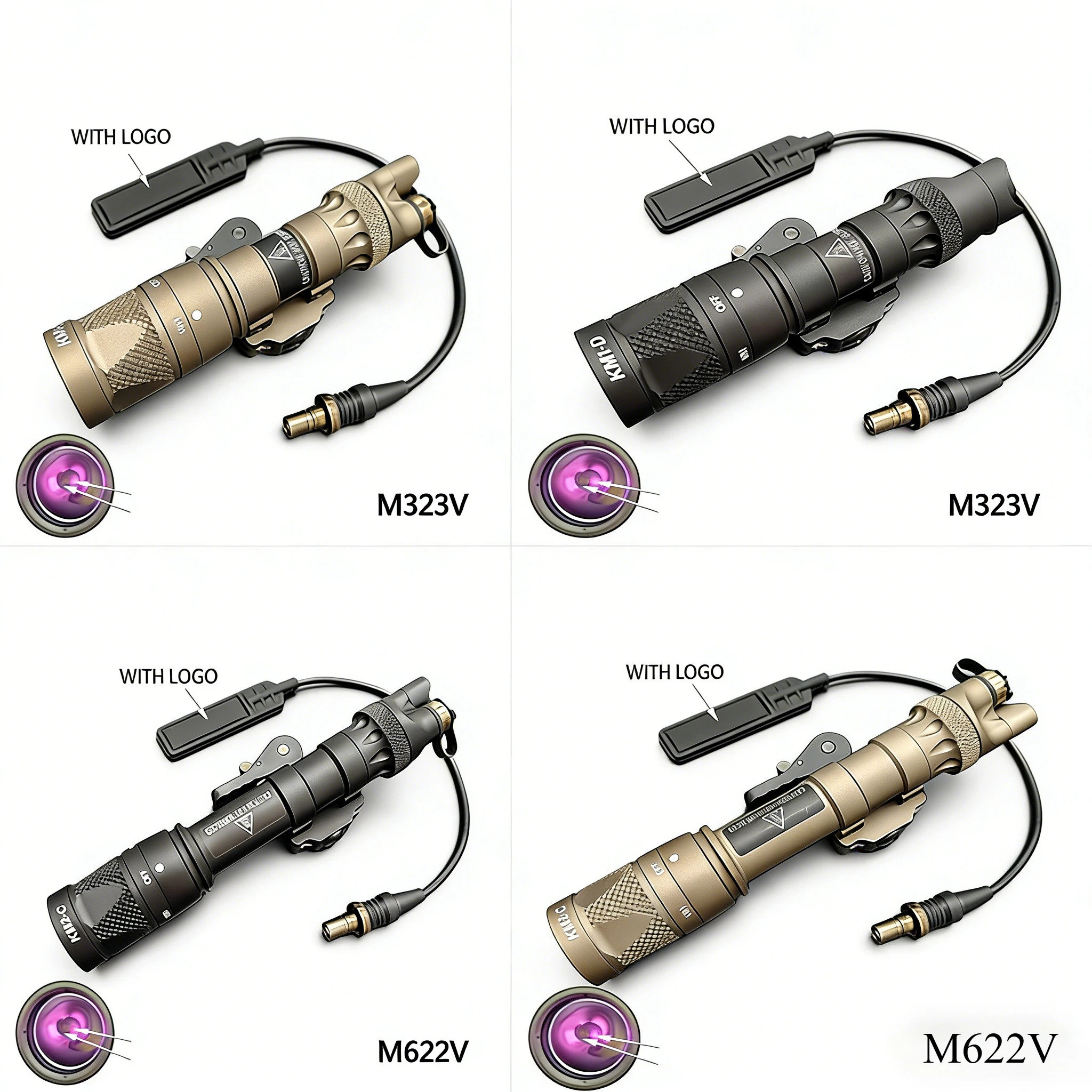 

Тактический фонарь M323V/M622V с белым светодиодом и ИК-подсветкой, быстросъемным креплением QD и дистанционным выключателем для охоты на открытом воздухе