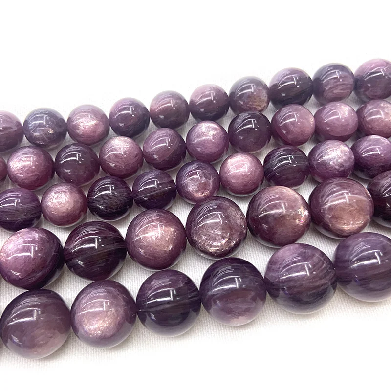 

Natural Lepidolite Stone Beads 15'' Golded Flash Round Loose Beads For Jewelry Making Beads DIY Necklace Earring Bracelate Gift
