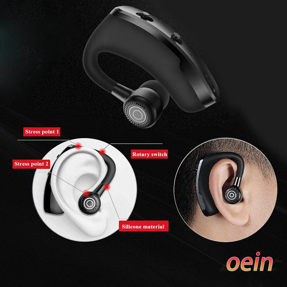 V9 auriculares inalámbricos con Bluetooth, auriculares manos libres para negocios, Auriculares deportivos para llamadas, auriculares para iphone y