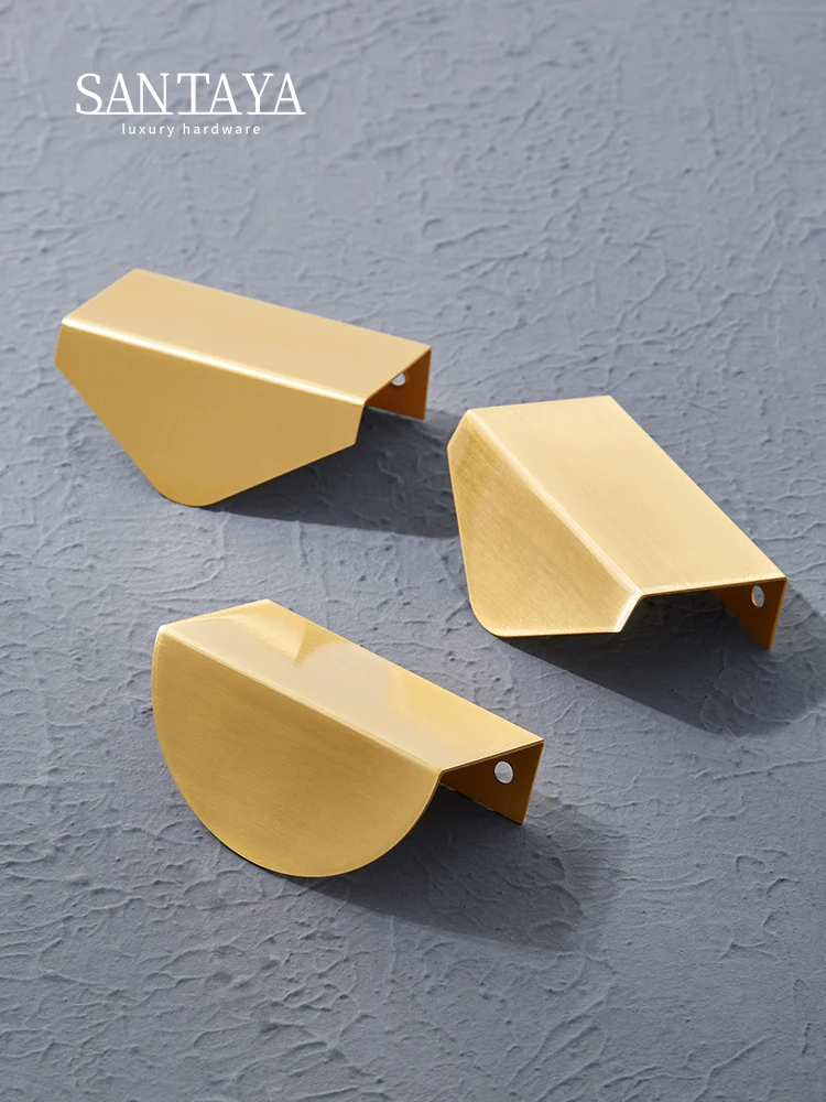 

Modern Leaf Brass Handle Hidden Knobs for Furniture Drawer Dresser Wardrobe Invisible Cabinet Shoe Box Pulls No-Holes Leaf Shape