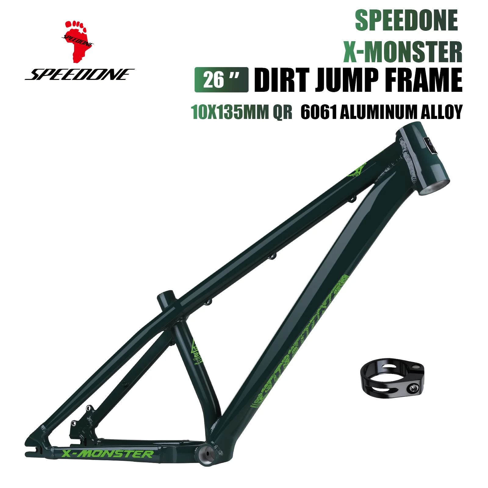 

SPEEDONE X-MONSTER Рама для грязи 26 дюймов Сверхлегкий алюминиевый сплав Горный велосипед Hardtail DJ BMX Рама 10x135 мм Быстросъемная