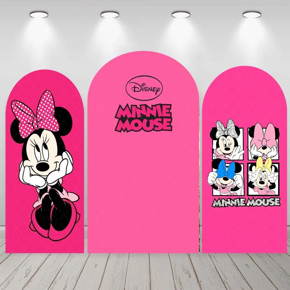 Cartoon Pink Minnie Disney Mouse Baby Kids Girl Birthday Gift Party Arch Backdrop Custom Kids Room Photo Poster Decor Background