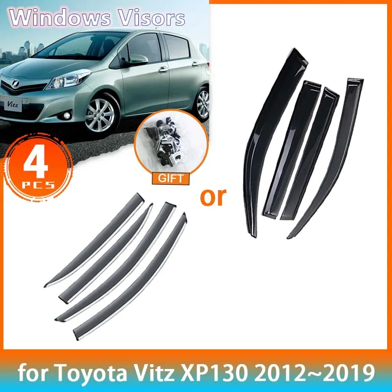 

For Toyota Vitz Yaris XP130 130 2012~2019 Hatch Accessorie Deflectors Car Side Windows Visors Rain Eyebrow Sun Visor Awning Trim