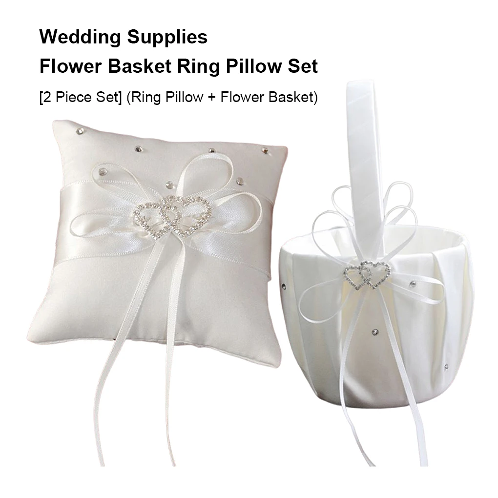 2PCS/Set Wedding Ring Pillow Cloth Stylish Bridal Flower Basket Party Photography Personalized Atmospheres Anniversary