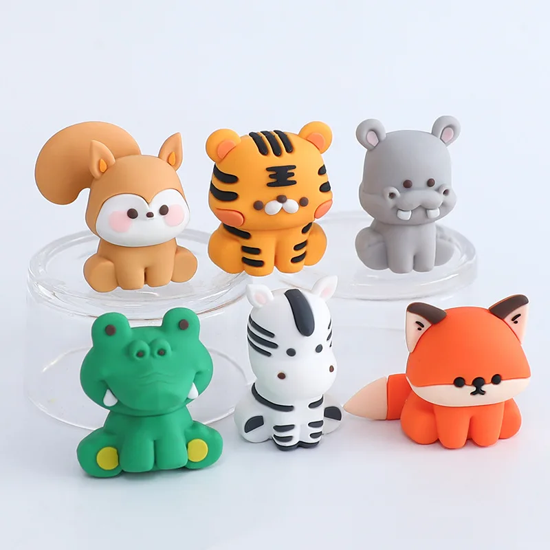 New Simulation Forest Animals Soft Plastic Doll Desktop Ornaments Cartoon Cute Tiger Lion Elephant Monkey Giraffe Fox Toy Model